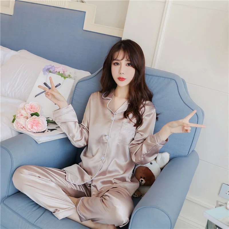 Шелковая эластичная атласная пижама женская домашняя одежда пижамы зеленого и