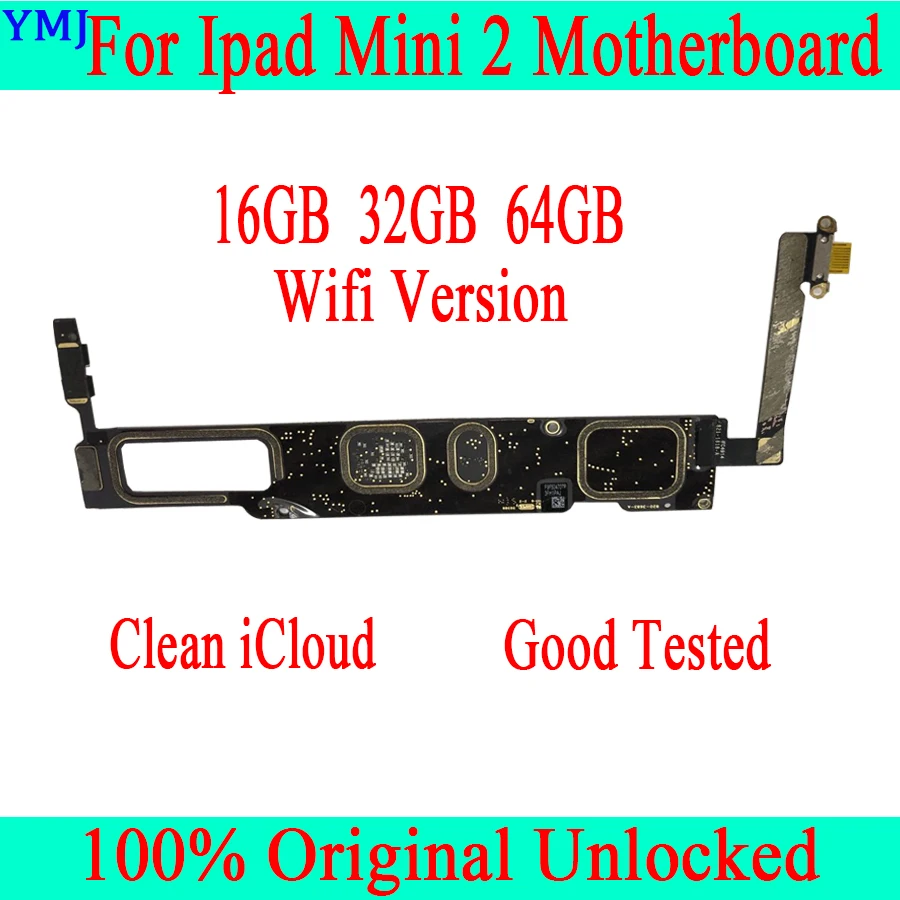 

Заводская разблокированная материнская плата для iPad Mini 2 16 Гб/32 ГБ/64 ГБ, оригинальный Бесплатный icloud для iPAD mini2 материнская плата Wi-Fi/Wi-Fi + верс...