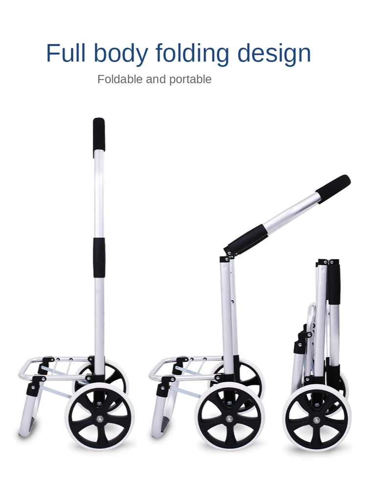 

B-LIFE Shopping Trolley Cart Folding Shopping Dolly on Wheels with Detachable Bag Push/Pull Alluimum Alloy Hand Truck