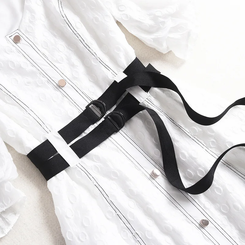 Лето 2020 Новый Модный Элегантный квадратный вырез с короткими рукавами размера