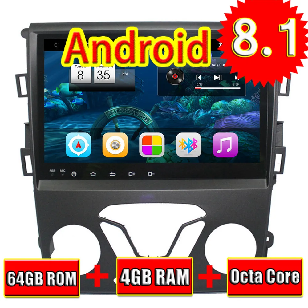 Автомагнитола 9 дюймов Android 8 1 GPS-навигация для Ford Mondeo 2013 Авторадио мультимедийный
