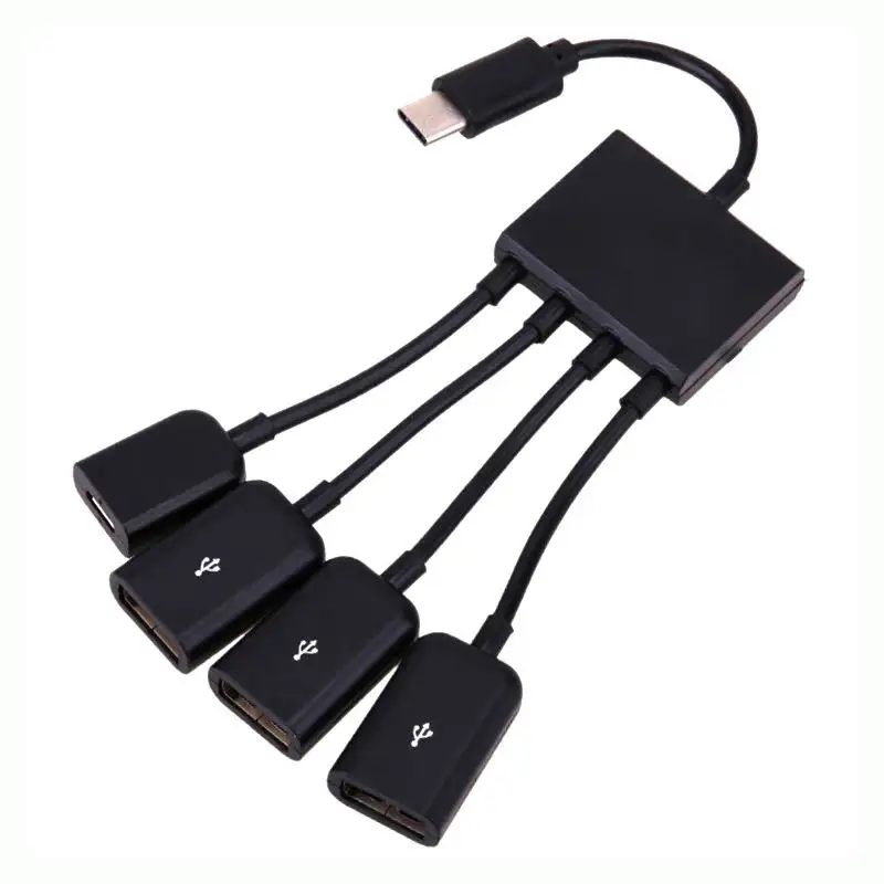 Несколько OTG 4 порта type C зарядное устройство черз порт USB концентратор Кабельный