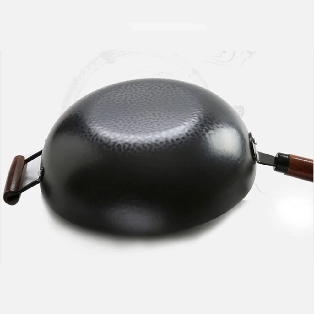 

CN 34cm Frying Pan Cast Iron Cauldron Wok Non-stick Skillet Wok Pan Bread Pizza Egg Pan Gas Stove Pancake Pan for Home Cooking