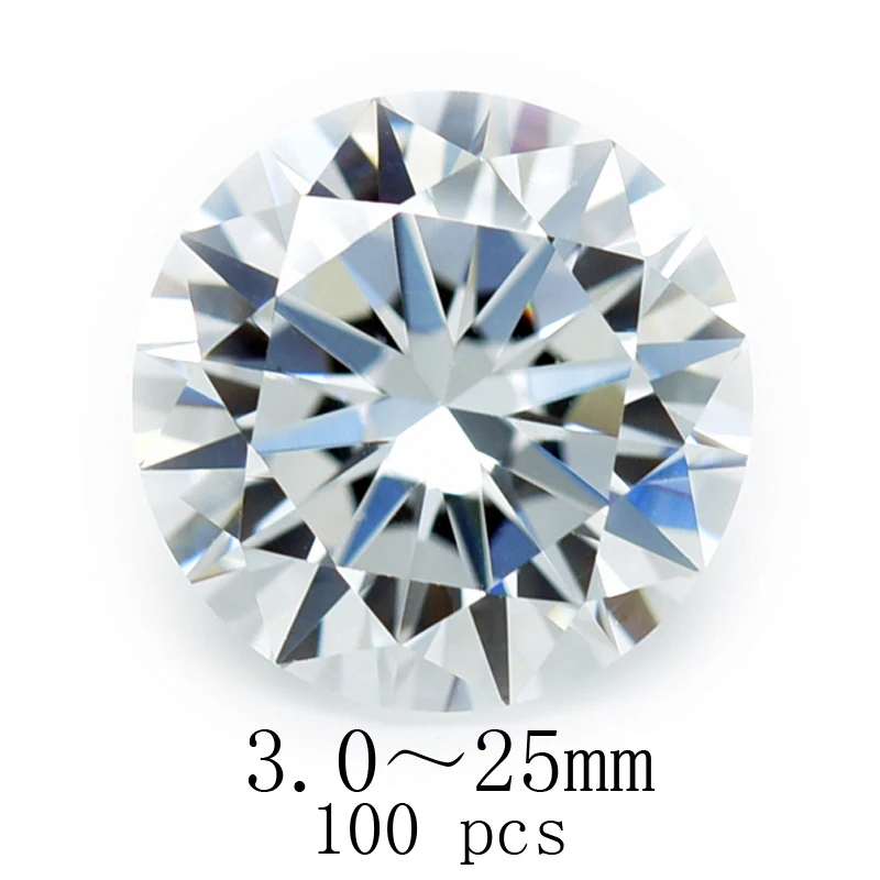 

100pcs 3.0mm ~ 25mm 5AAAAA Round Cubic Zirconia High Quality Zircon