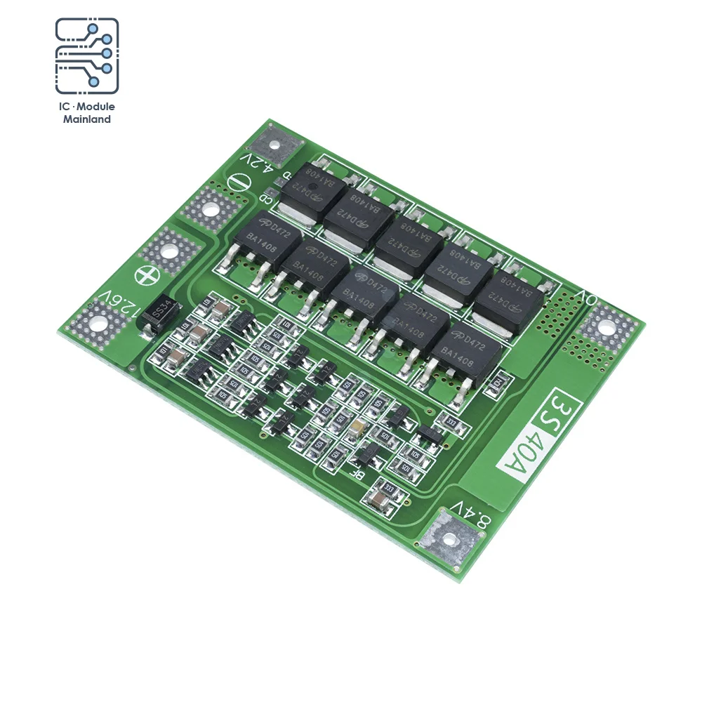 BMS 3S 4S 40A 18650 Защитная плата литий ионной литиевой батареи с балансирующим