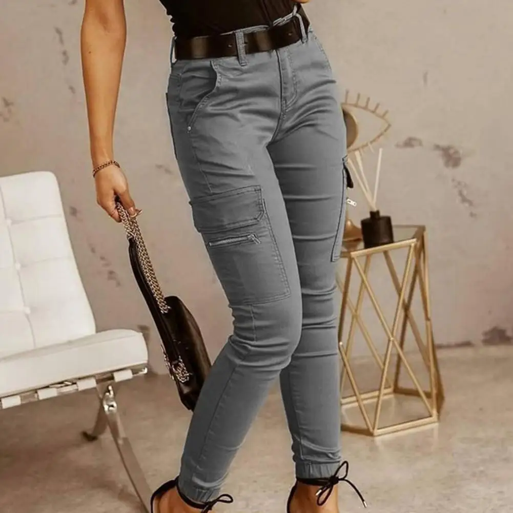 

Women Pants Pockets Solid Color Casual Ankle Tied Pants Office Stylish Long Pants Lady Trousers Autumn Winter