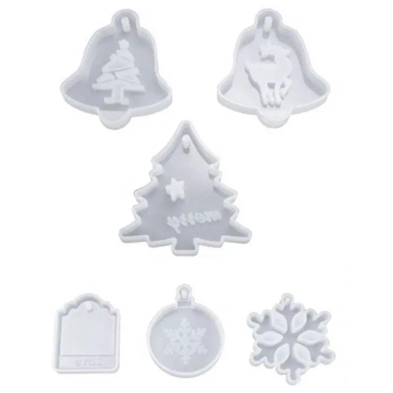 

6Pcs/Set Resin Crystal Epoxy Mold Christmas Tree Elk Pendant Casting Silicone Mould DIY Crafts Decoration Making Tools