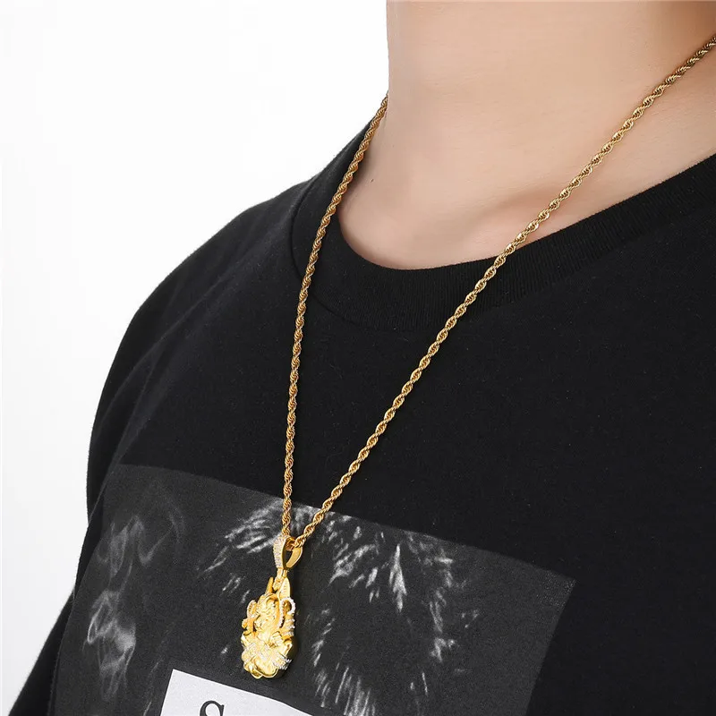 Iced Out египетское ожерелье Anubis Новое поступление Циркон Подвеска Шарм Золотая цепь хип хоп ювелирные изделия для мужчин подарки