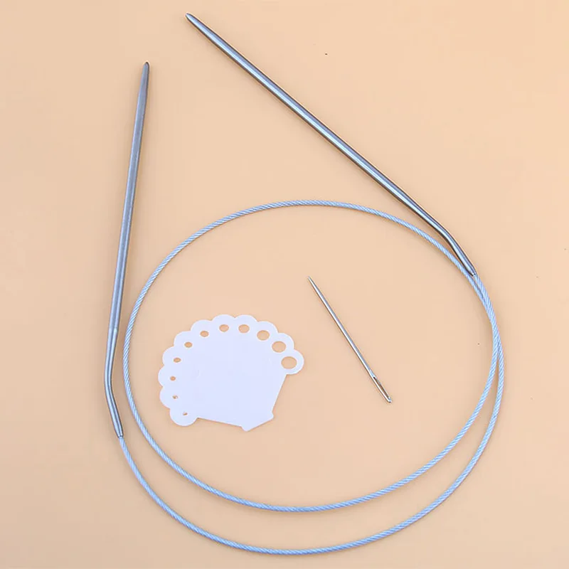 Extended Ring Needle 43/60/120cm Wire Rope Stainless Steel Sweater Pin 6 - 16 Knitting Tool Crochet | Дом и сад