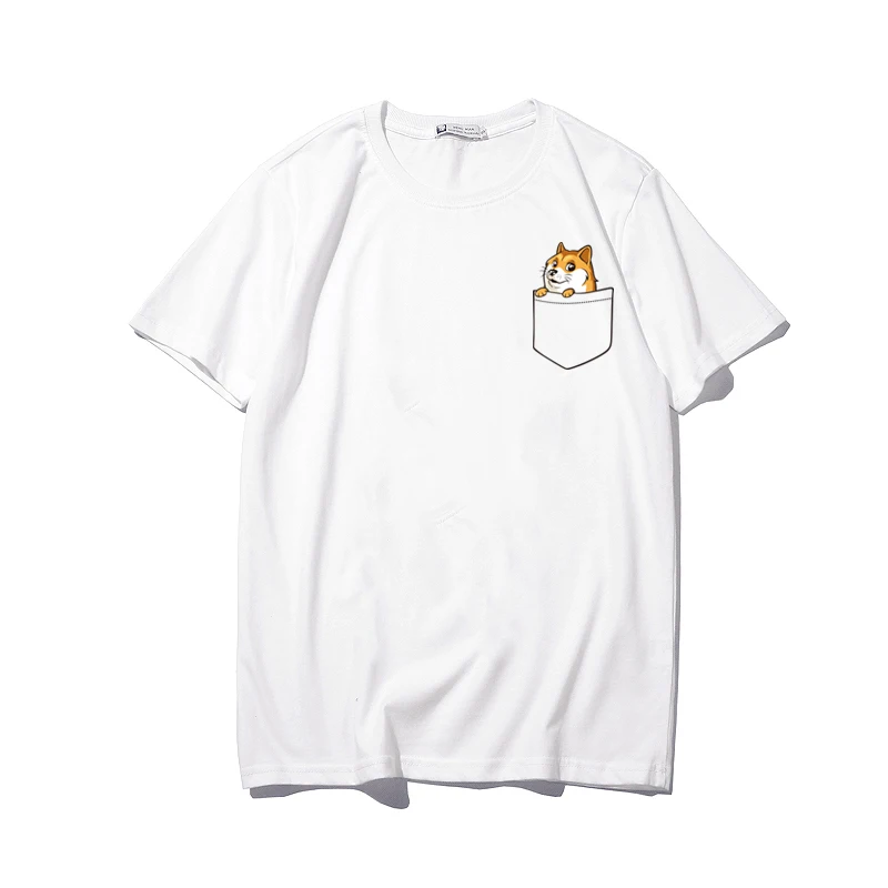 

Men's Funny T Shirts Doge Pocket Casual Short Sleeve Tees Fashion Loose O-Neck Oversized T Shirt 5XL