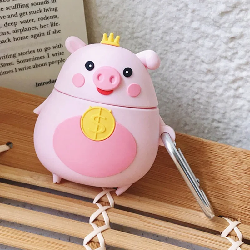Чехол для наушников для Airpods 2 чехол силиконовый чехол с рисунком милой панды чехол с рисунком свиньи для Airpods чехол для наушников с кольцом