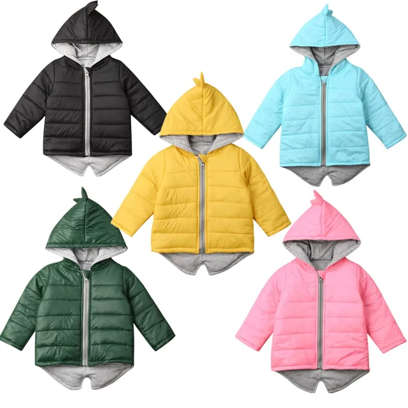 New 5Colors Warm Toddler Kids Baby Girl Boy 3D Dinosaur Hooded Jacket Coat Tops Winter Outwear | Детская одежда и обувь