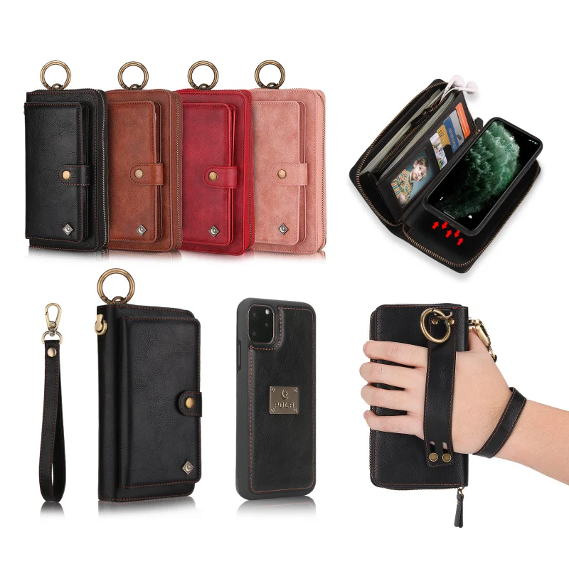 

Fran-15p Multifunctional fashion zipper mobile wallet for iPhone 11 11Pro 12 13 Pro max multi-card slot wallet