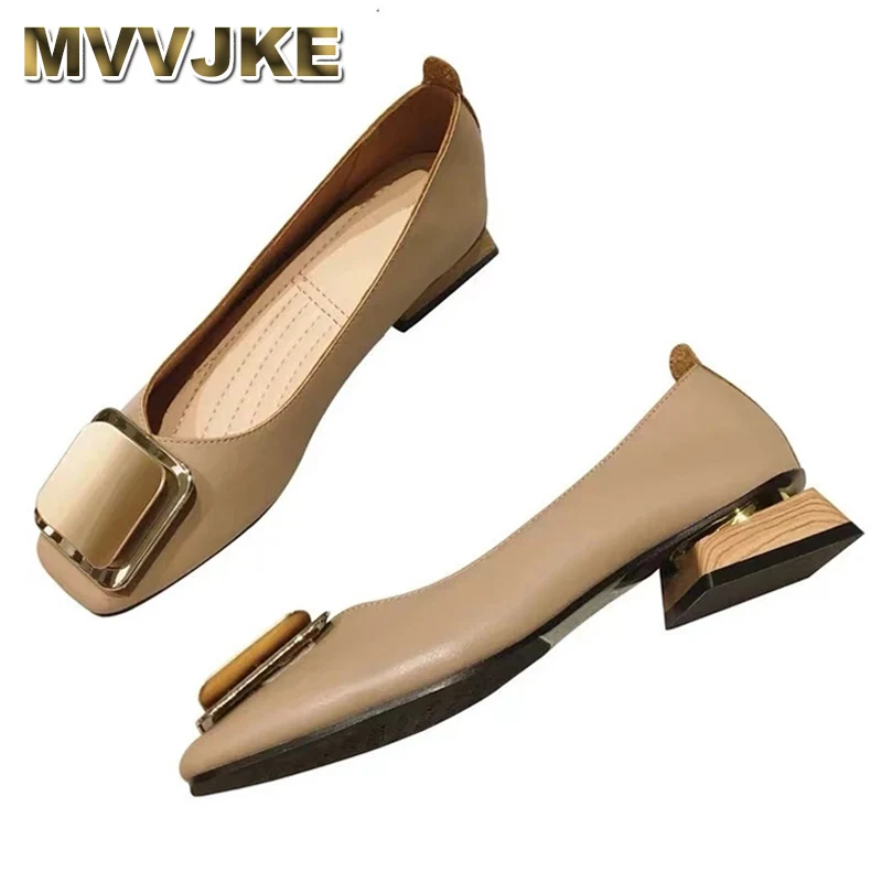 

MVVJKE Brand Flats Ballet Shoes Women New Summer Ballerina Square Toe Shallow Buckle Flat Shoes Slip On Casual Loafer Shoe