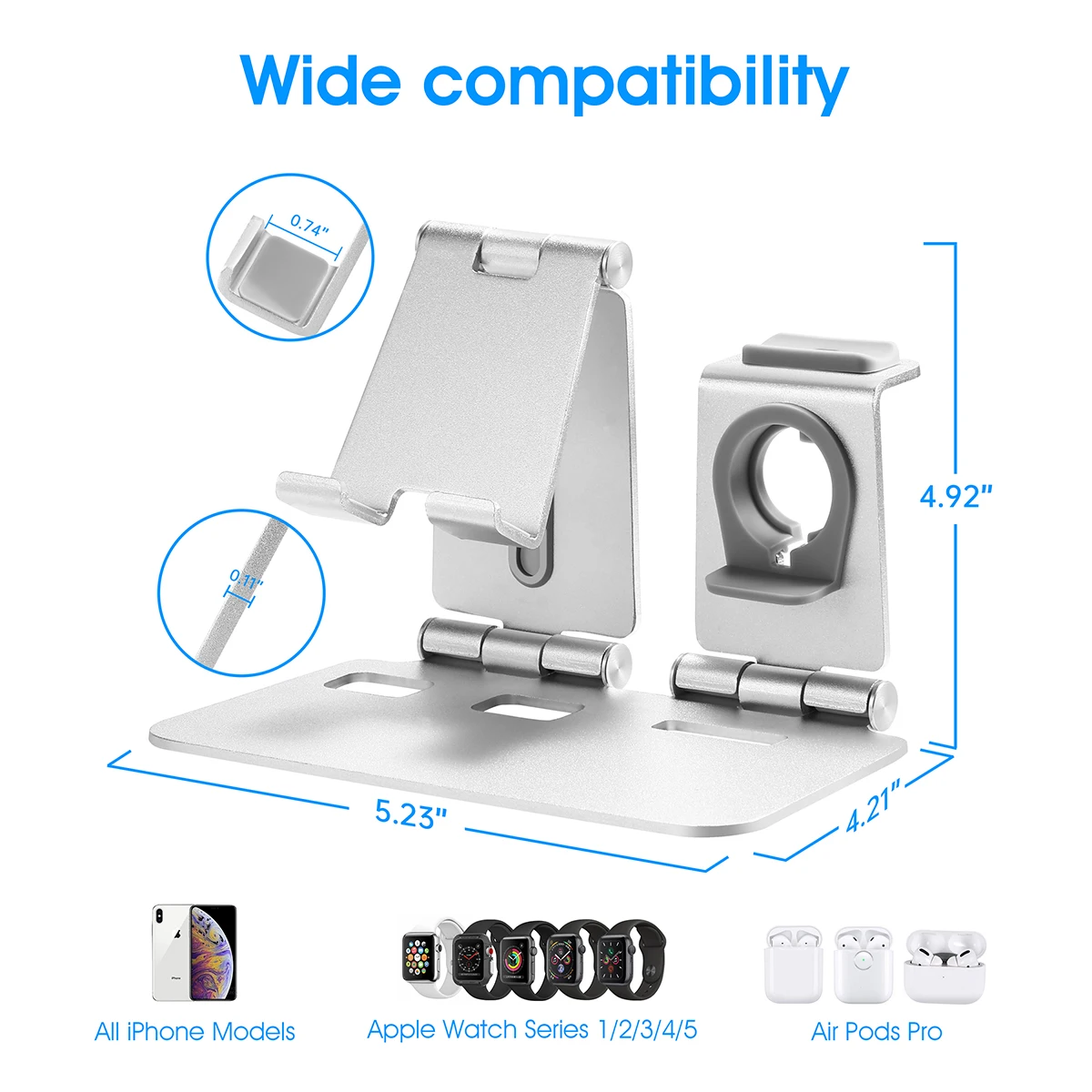 3 in 1 alloy desktop phone charge dock holder for airpods 12 pro apple iwatch for all iphone ipad android tablet charging stand free global shipping