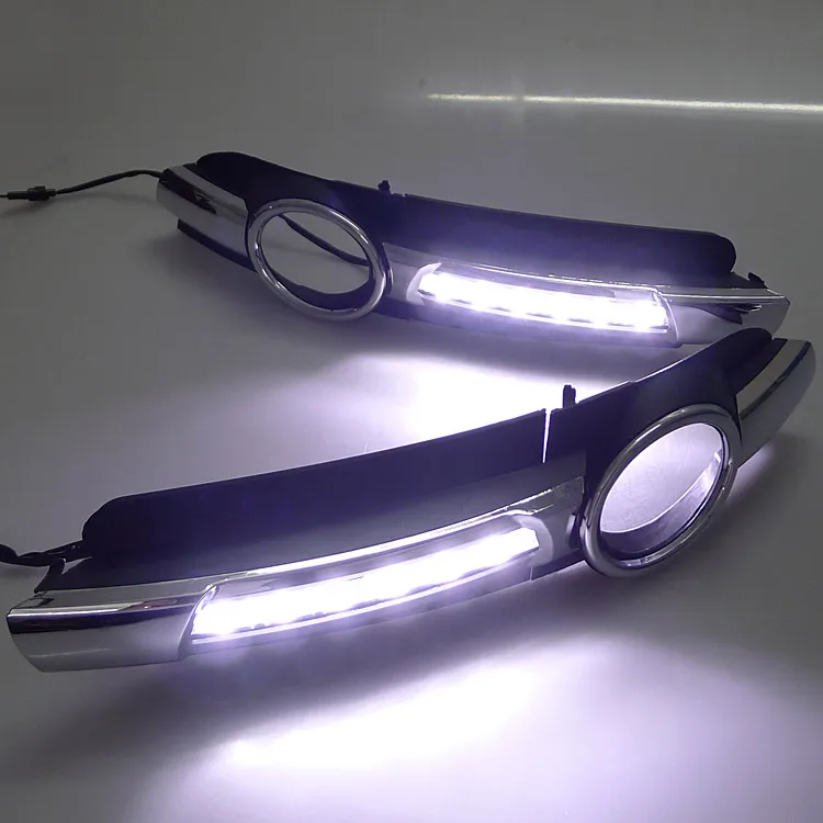 

Super bright chrome style 12V LED CAR DRL Daytime Running lights with Fog Lamp hole for A/udi A6 2005 2006 2007 2008