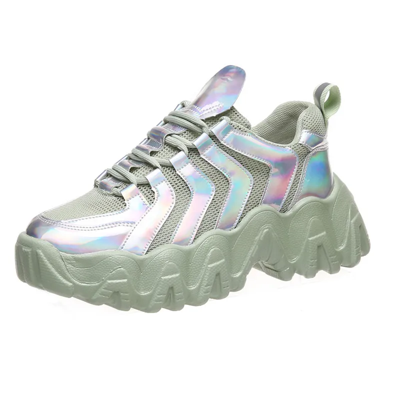 

Free Shipping 2020 New Summer Mesh Shoes Women Laser Platform Sneakers Ladies Luxury Chunky Sneakers Casual Sport Shoes