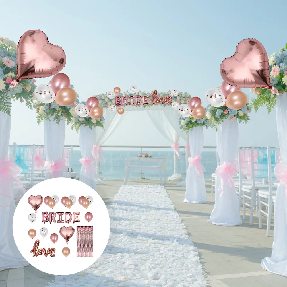 

1 Set Wedding Latex Balloons Shiny Curtains Set Love Balloons Party Decoration