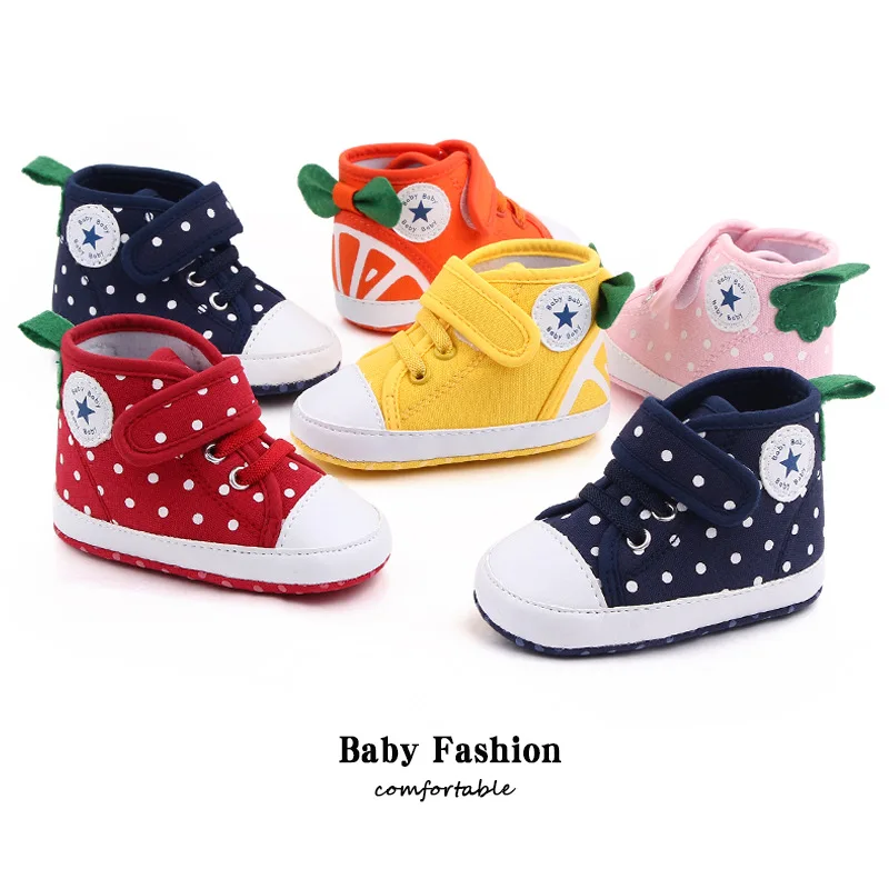 Холщовые кроссовки с блестками для новорожденных 0-18 месяцев