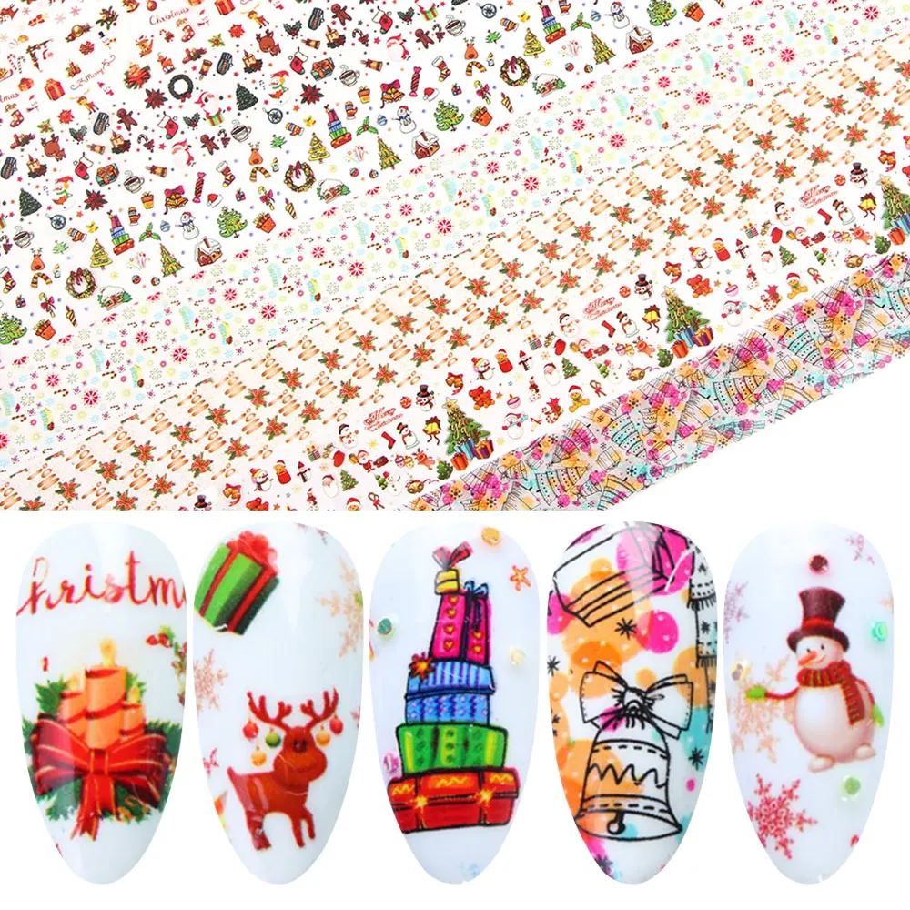 10 шт. Новогодняя Фольга для дизайна ногтей|Стикеры и наклейки| |