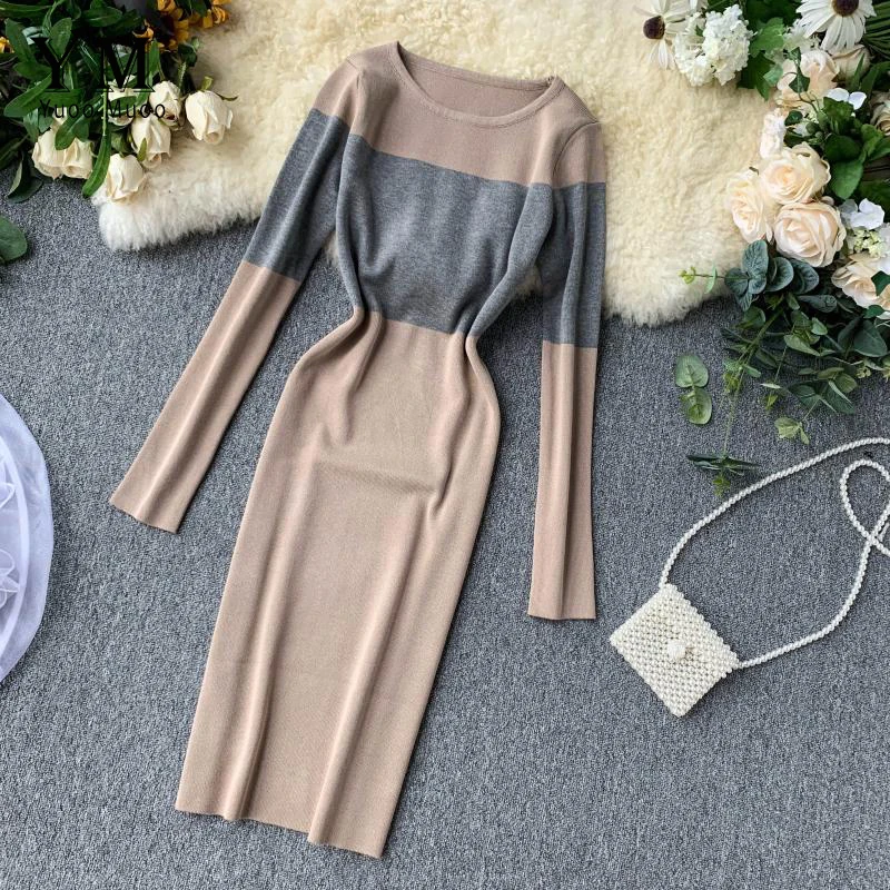 YuooMuoo женское платье с длинными рукавами 2019 осеннее трикотажное базовое