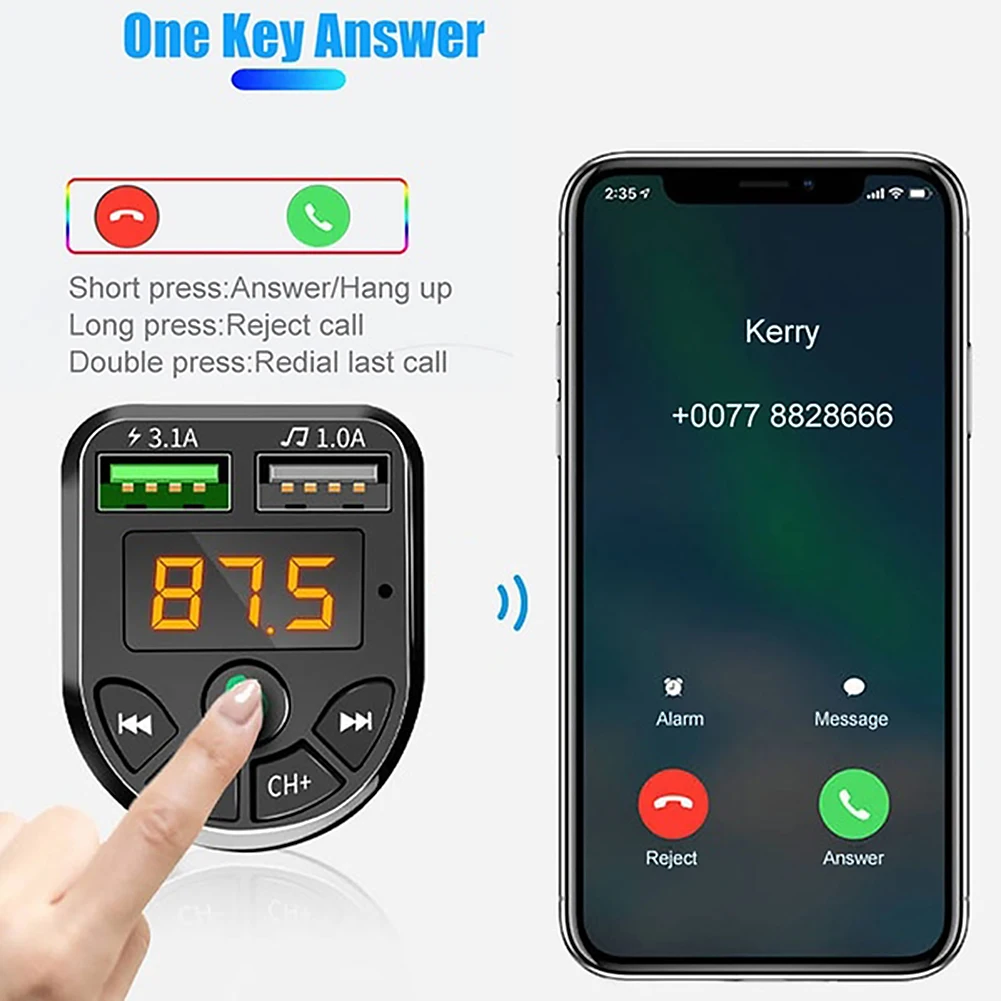 dual usb ports fm mp3 music player car kit fast charger auto phone charger adpater car accessories interior free global shipping