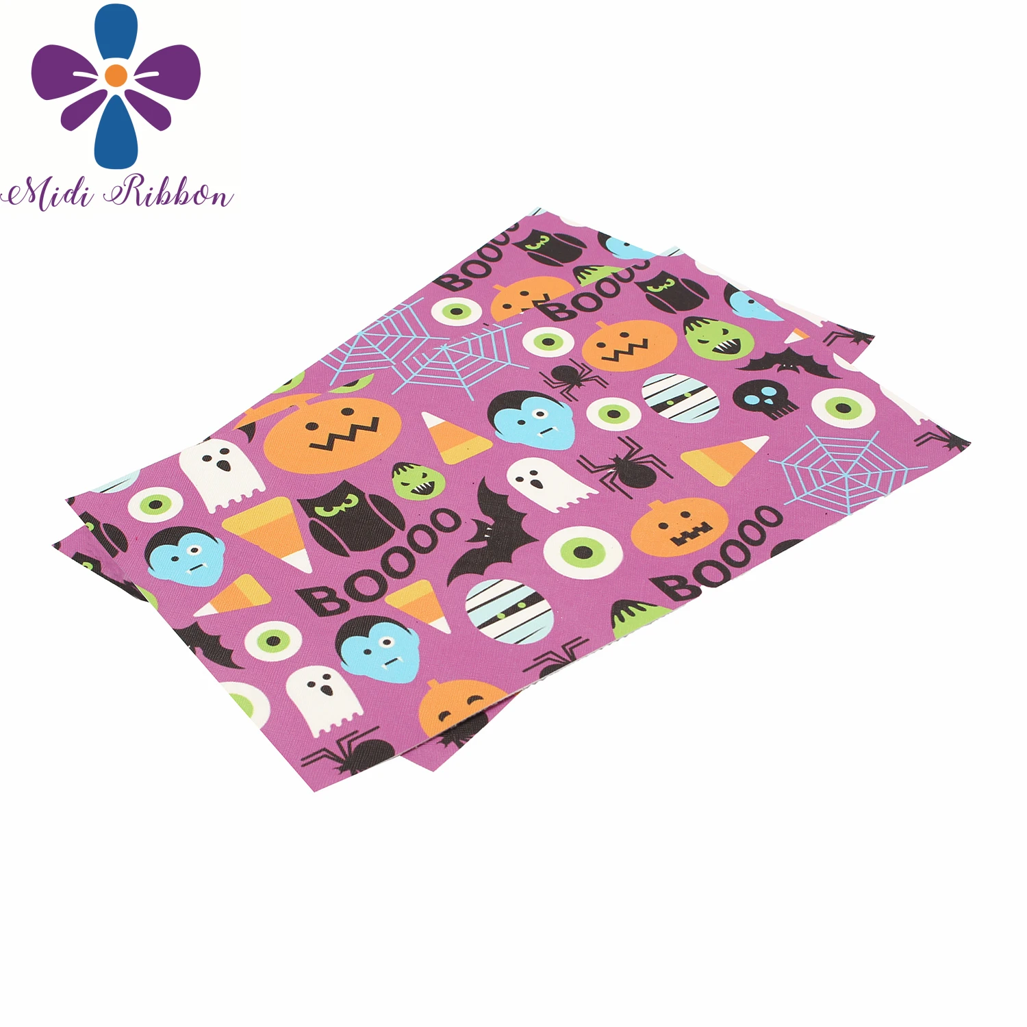 

8x13"(20x34cm) Halloween Series Candy Pumpkin Digital Print Vinyl Ribbon Freedom Cut 60Pcs Stripe Star DIY Hair Bowknots