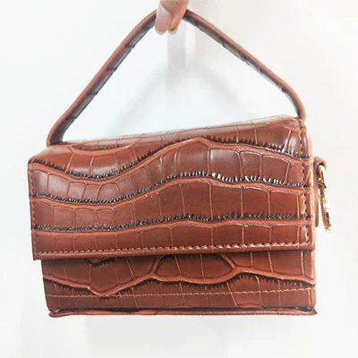 Dark brown S Модная дамская сумка с крокодиловым узором, винтажная акриловая сумка на плечо с ремешком, женская сумка из искусственной кожи, новинка - Цвет: Dark brown S