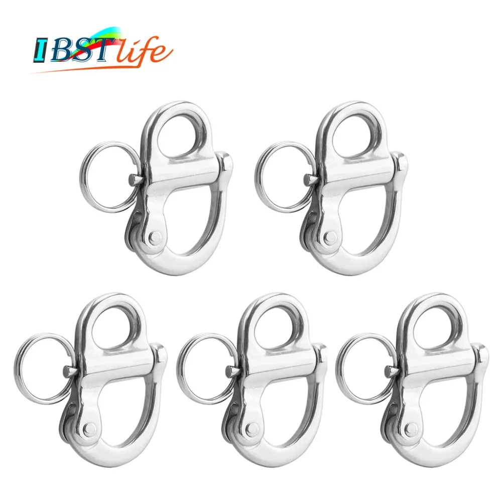 

5PCS stainless steel 316 Rigging Sailing Fixed Bail Snap Shackle Fixed Eye snap hook sailboat Sailing Boat Yacht Outdoor Living