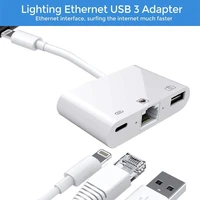3 in 1 lightning to rj45 cable 3 0 ethernet lan wired network connector usb3 0 otg adapter cables for iphone to usb camera