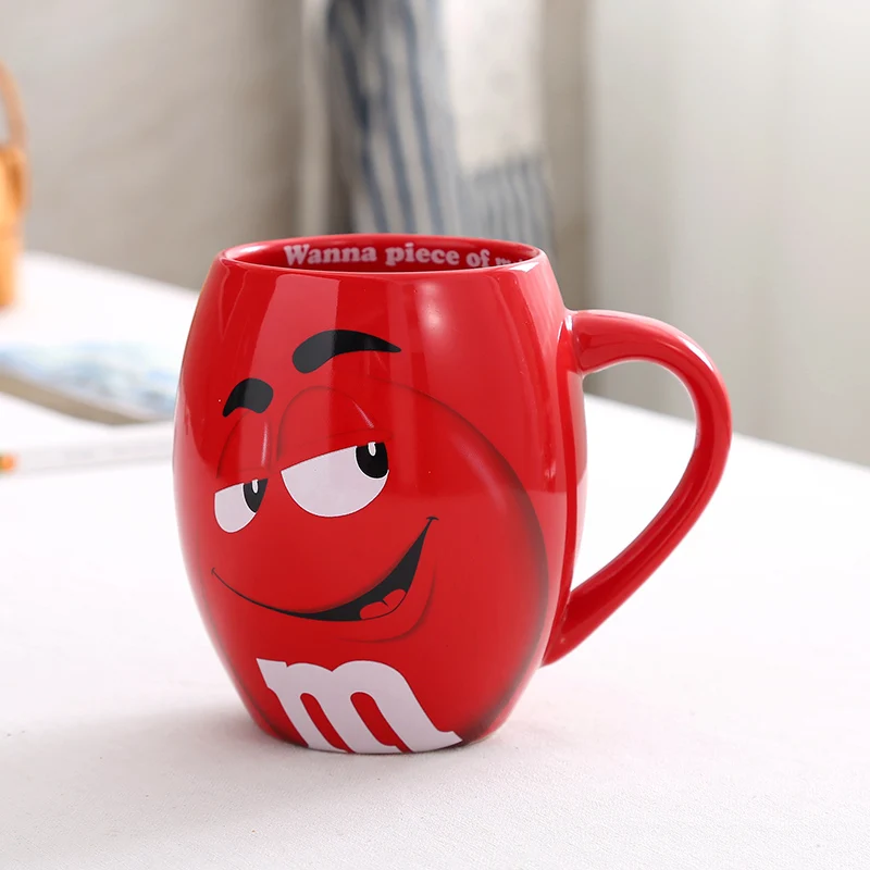 

Creative M & M mm bean cup drink colorful ceramic coffee cup oat coffee cup enamel coffee cup milk water tea cup drink