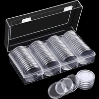 60pcs clear collection coin case capsule 41mm transparent eagle coin protector storage box round coin medal holders containers