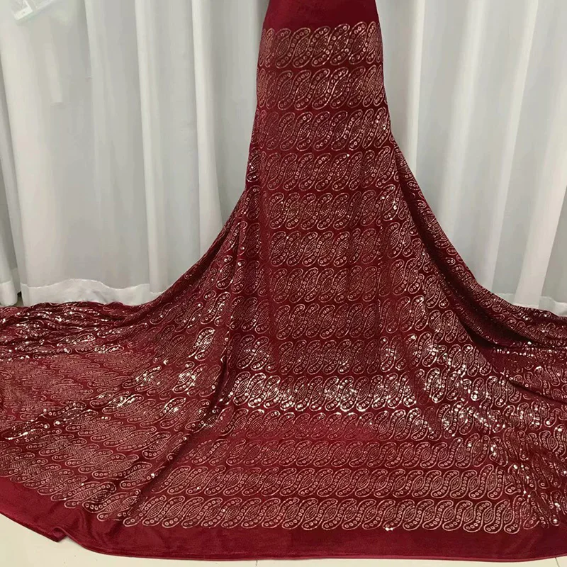 

Velvet Lace Fabric soft material Women Dresses newest design with sequins for big sale African velvet Lace dress Fabric