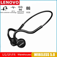 lenovo x5 bone conduction headphone wireless bluetooth earphone 5 0 stereo neck sport headset waterproof earbuds with mic