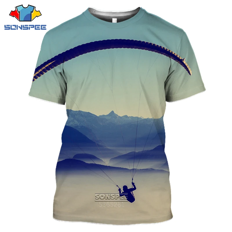 

SONSPEE 2020 parachute men's T-shirt 3D print Retro Skydiving T shirt Parachuting Skydive Tee Tops Paragliding Homme Shirt Tommy