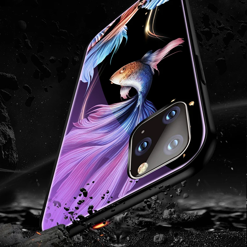 Светящийся чехол для iPhone 11 Pro Max XS MAX XR 6 6S Plus 7 8 из закаленного стекла | Мобильные