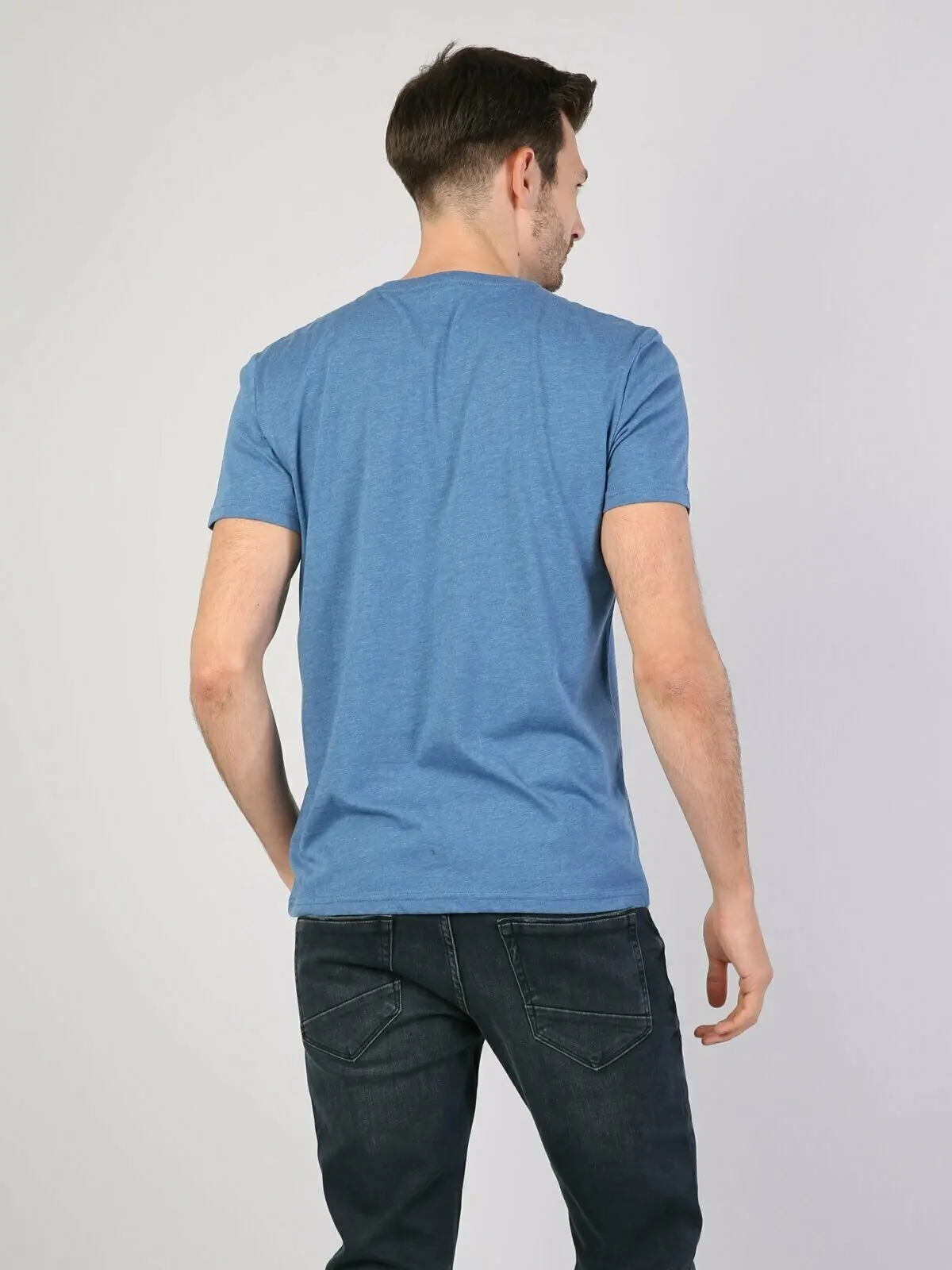 

Colins Men Regular Fit light Blue Short Sleeve Tshirt Men's Tshirt Fashion Man Tshirts ,CLTKTTSHM0022575