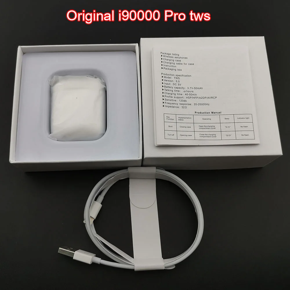 Беспроводные Bluetooth наушники Rename i90000 Pro tws Arie 2, скользящие наушники с регулятором громкости, 8D, супер бас наушники pk i5000 i9000 i50000 tws - Цвет: White