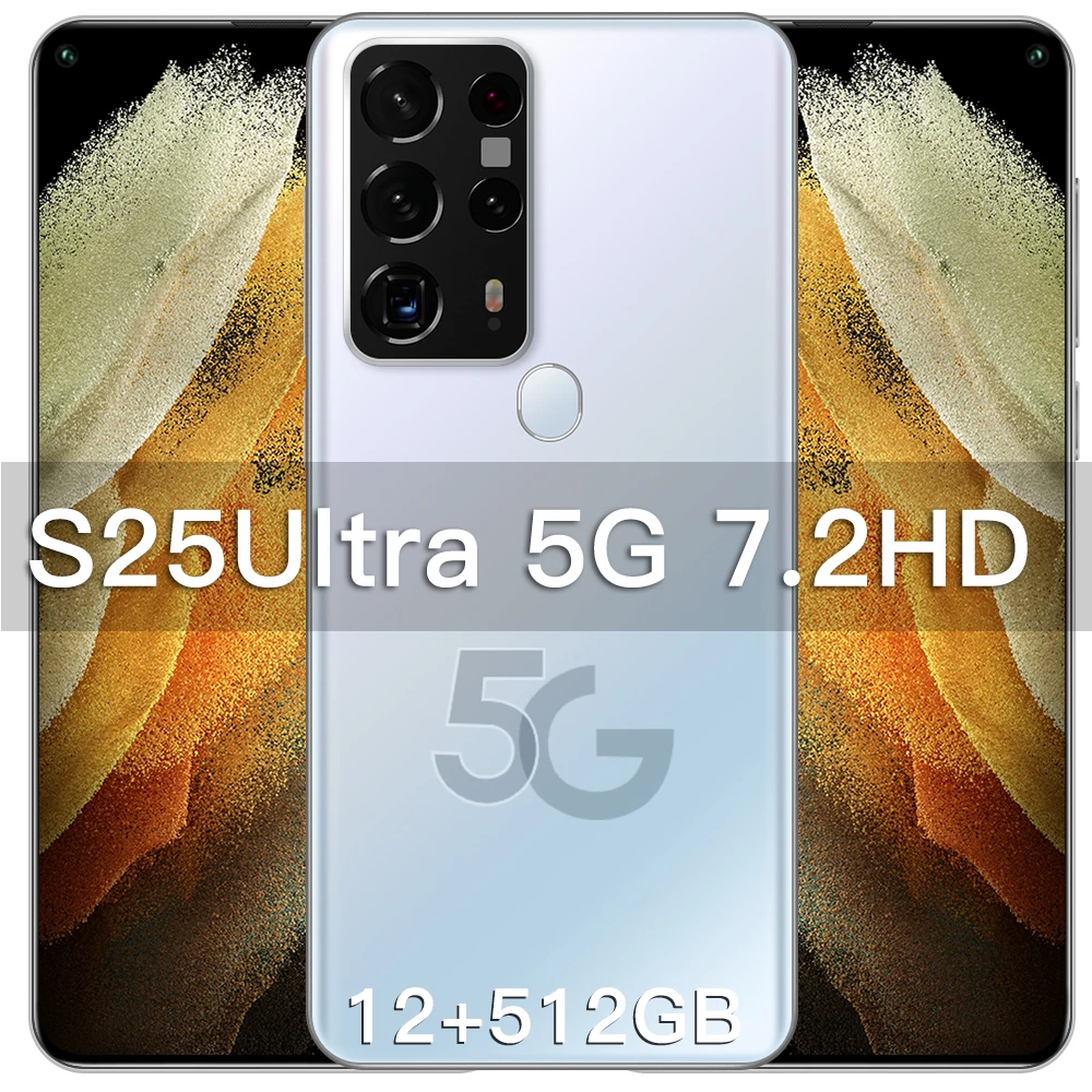 Celulares de Rede 12g + 512gb Versão Global Ultra 7.2 Polegada Celular 5800mah Smartphone Tela Cheia Deca Núcleo 4g Lte Telefones S25 5g