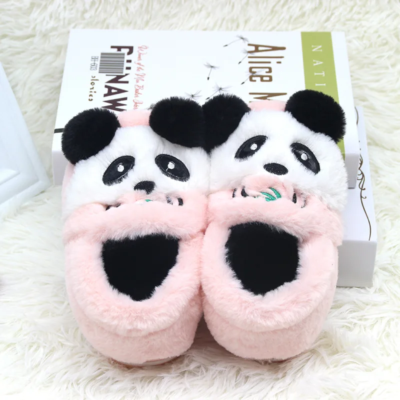 

kids baby plush slippers children cute cartoon cotton shoes girls panda home slippers fashion indoor shoes winter/autumn warm
