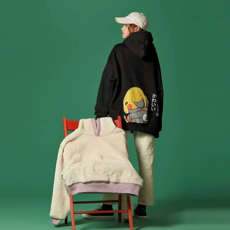 

Women Sweatshirt Autumn Winter 2020 New Coat High Quality Pullover Ladies Casual ThinK Outerwear velvet Cartoons Sweatshirt