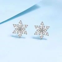 trendy 0 72ct d color vvs1 moissanite snowflake stud earrings women plated platinum 925 sterling silver pass diamond tester gift