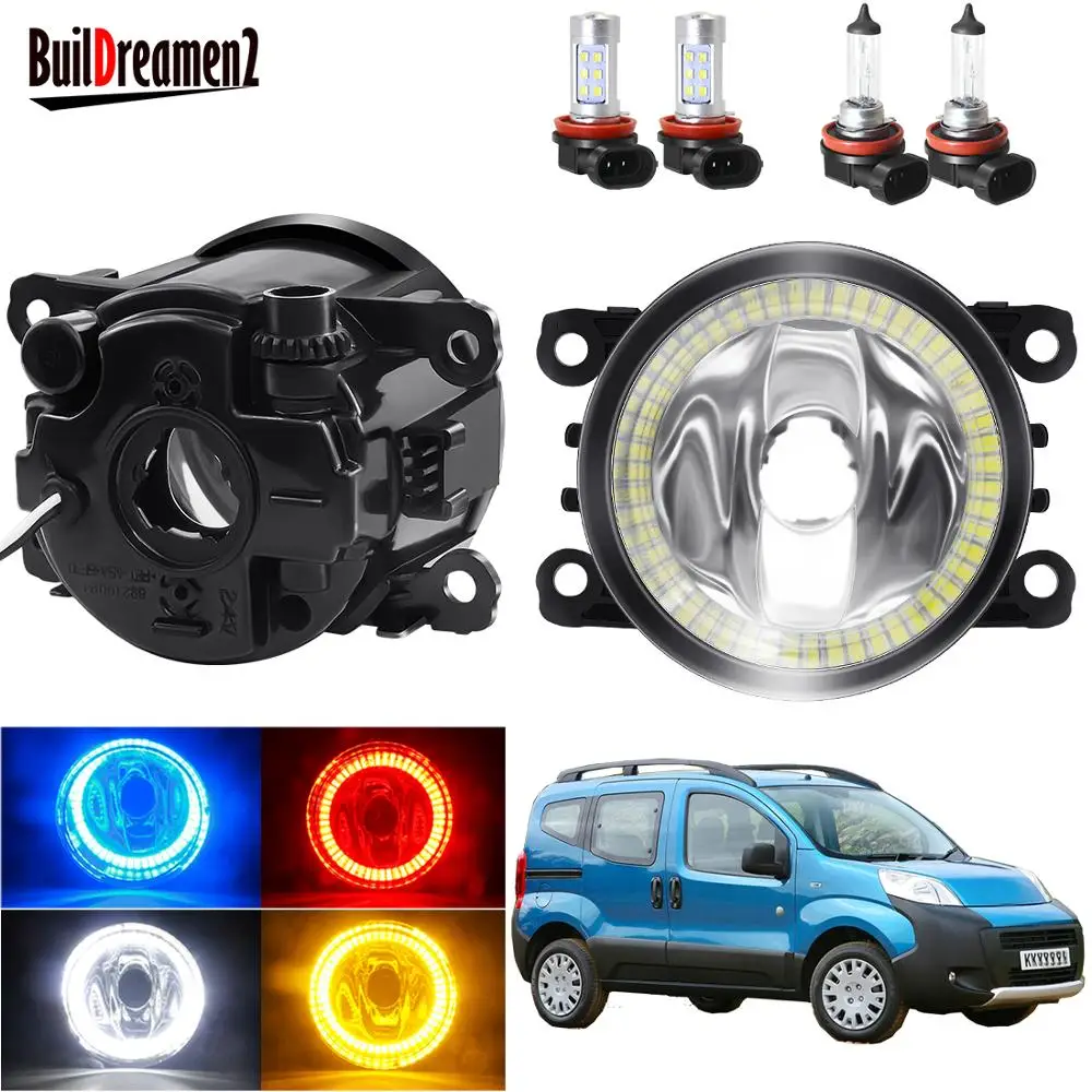 

Противотумансветильник фара Angel Eye в сборе для Peugeot Bipper Tepee 2008-2018, противотуманная фара для переднего бампера автомобиля с кольцом Halo DRL H11 20 Вт...