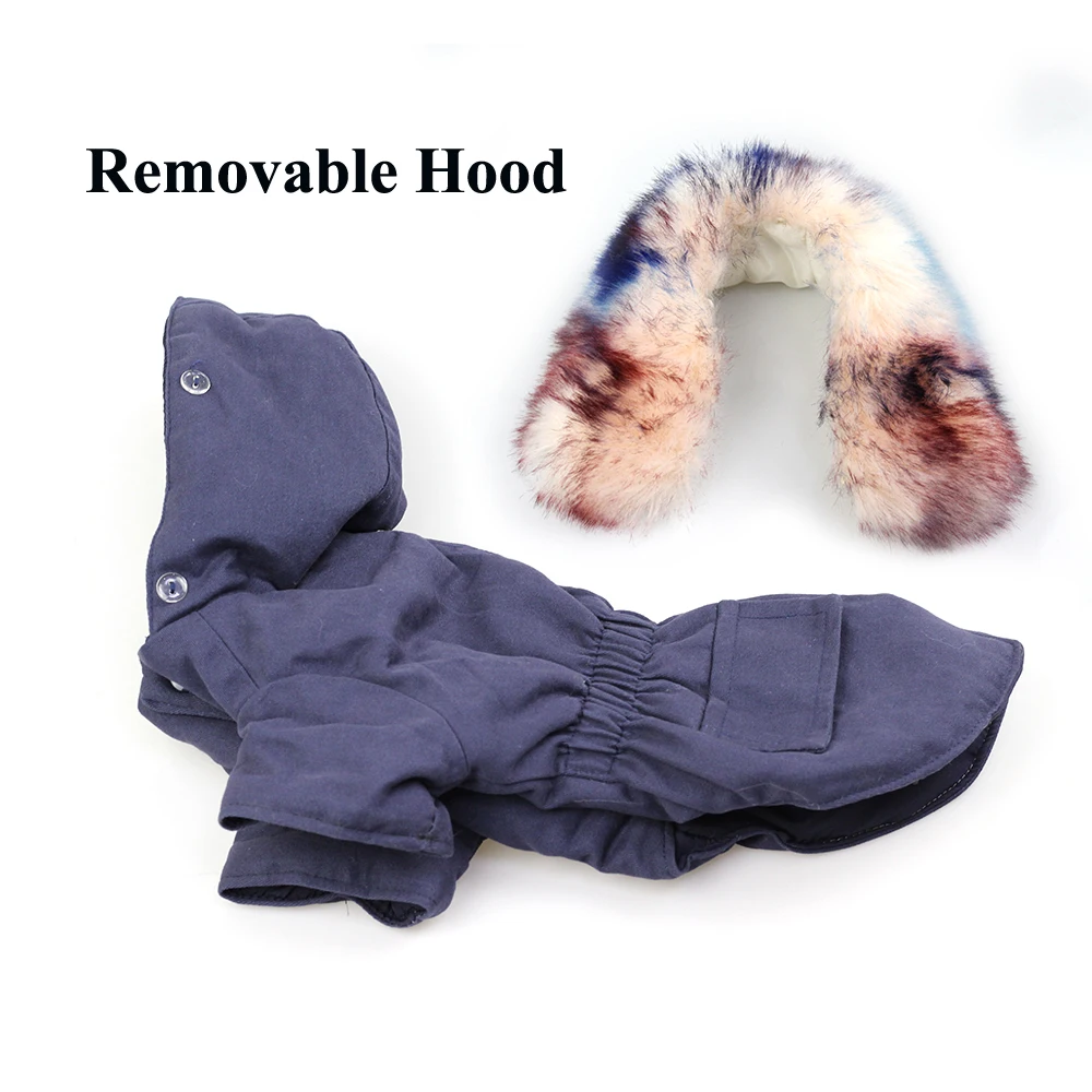 Зимняя куртка для собак роскошный воротник из искусственного меха одежда