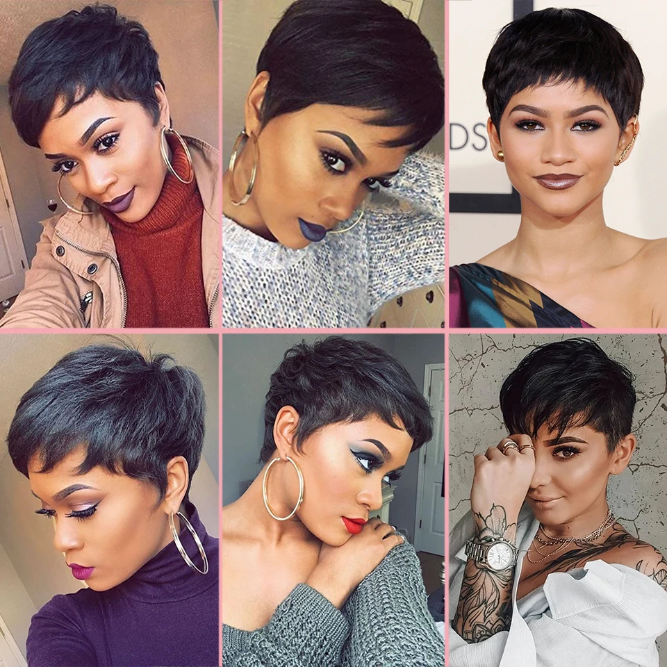 

Doris Beauty Synthetic Black Short Women Straight Wigs with Bangs Brown Bug Natural Hair for Women Daily Use