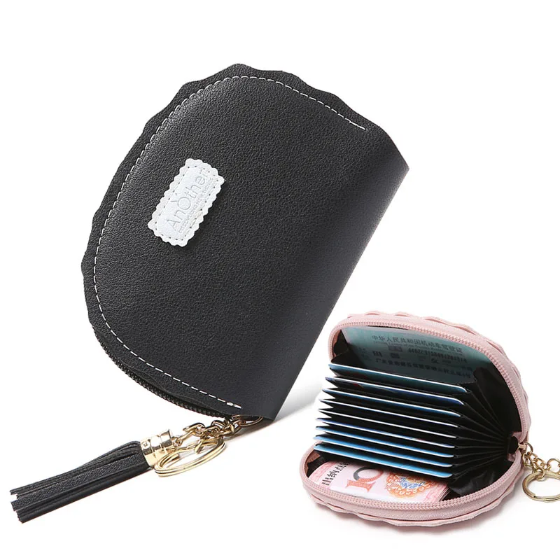 tassel black JANE'S кожаный женский функциональный держатель для карт чехол для ID кредитных карт Обложка для паспорта кисточка карты Кошелек Сумка для документов Carteira Mujer девушка - Цвет: tassel black
