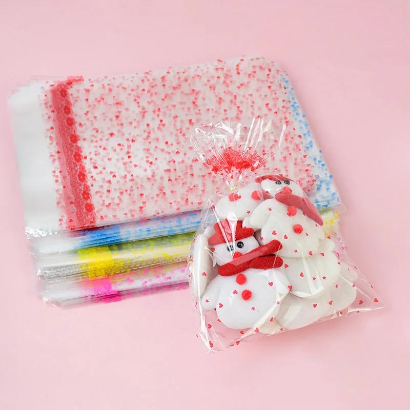 

50pcs 18x26cm Plastic Bags Mini Heart Star Flower Lace Print Open Top Package Bags Birthday Wedding Xmas Gift Wrapping Supplies
