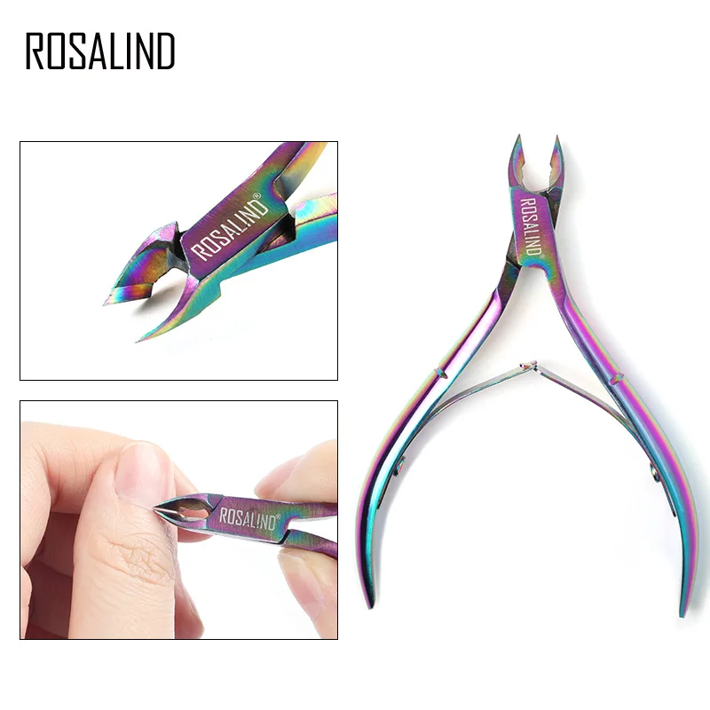 ROSALIND Cuticle Nippers Cuticle Clippers for Manicure Scissors Trimmer Dead Skin Remover Gorgeous Colorful Stainless Steel Tool