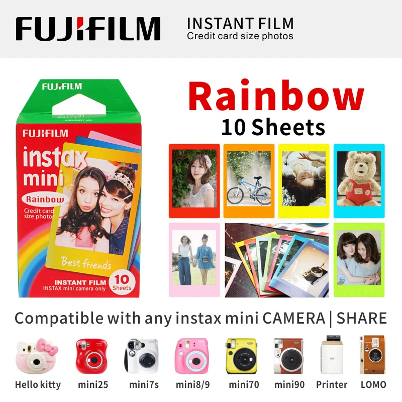 Rainbow 10 Sheets Fujifilm Fuji Instax Mini 9 8 полоса пленка 10 листов для 70 50s 7s 90 25 поделиться мгновенной камеры Радуга Макарон комикс - Цвет: Rainbow 10 Sheets