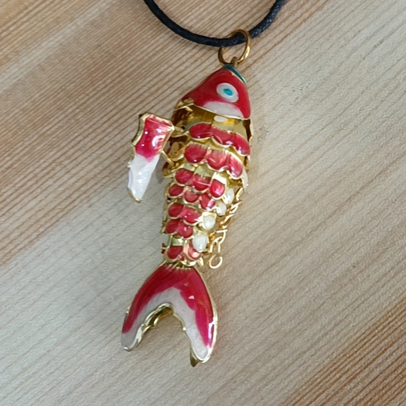 

Handmade Vivid Swing Enamel Koi Fish Pendant Necklace Cloisonne 6cm Carp Neck Chain Animal Jewelry Birthday Gifts